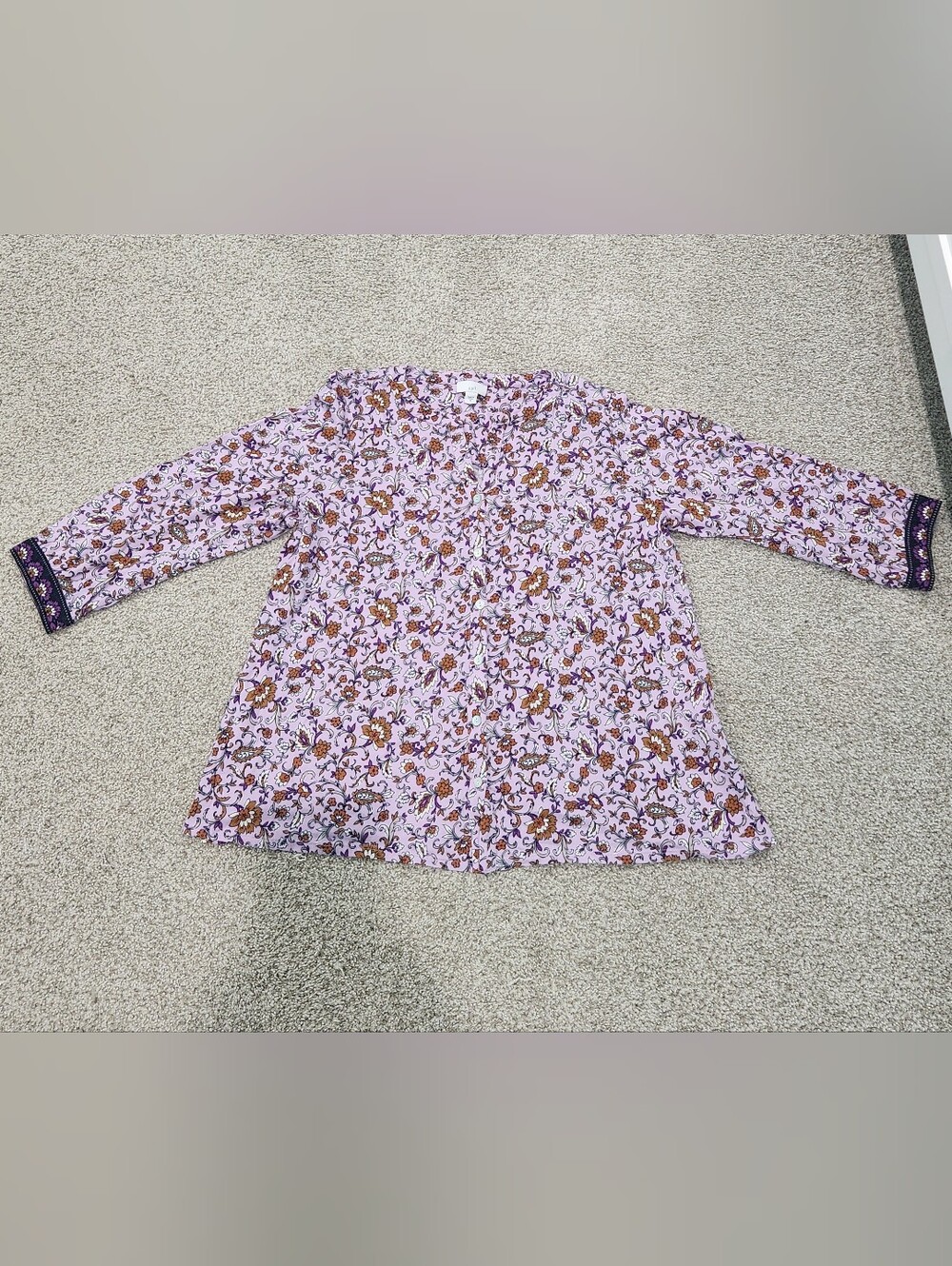 J Jill M Purple Floral Long Sleeve Womens Top, Like New - Picture 2 of 6